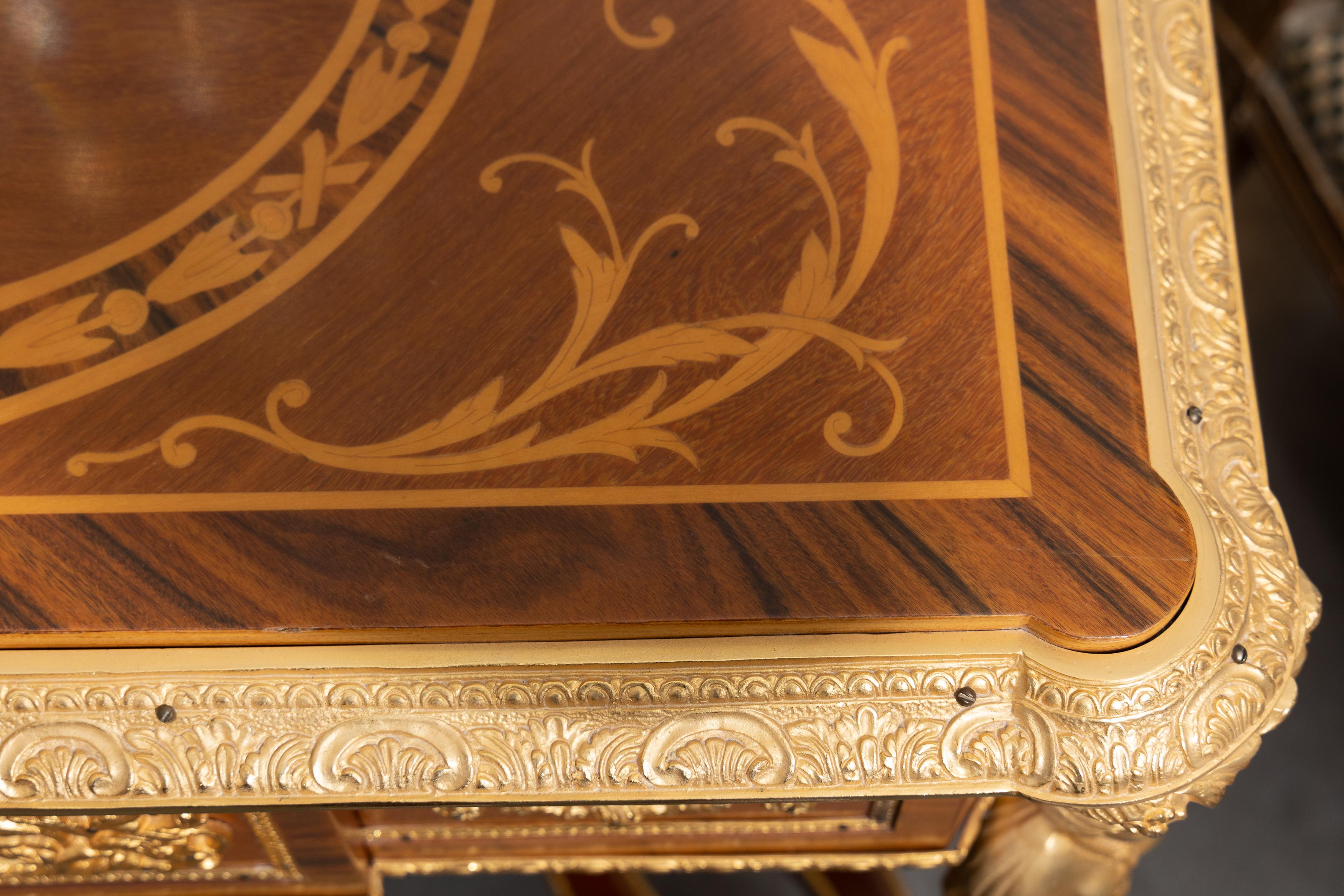 20th Century French Gilt Bronze Marquetry Table For Sale 2