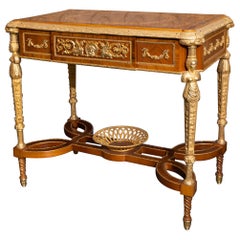 20th Century French Gilt Bronze Marquetry Table