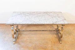 20th Century French Gilt Iron and Marble Coffee Table