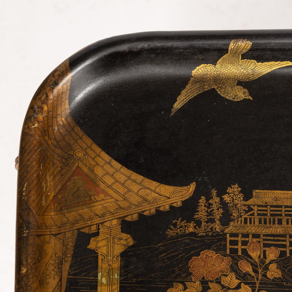20th Century French Giltwood & Japanese Style Lacquer Table with Tray, C.1880 7