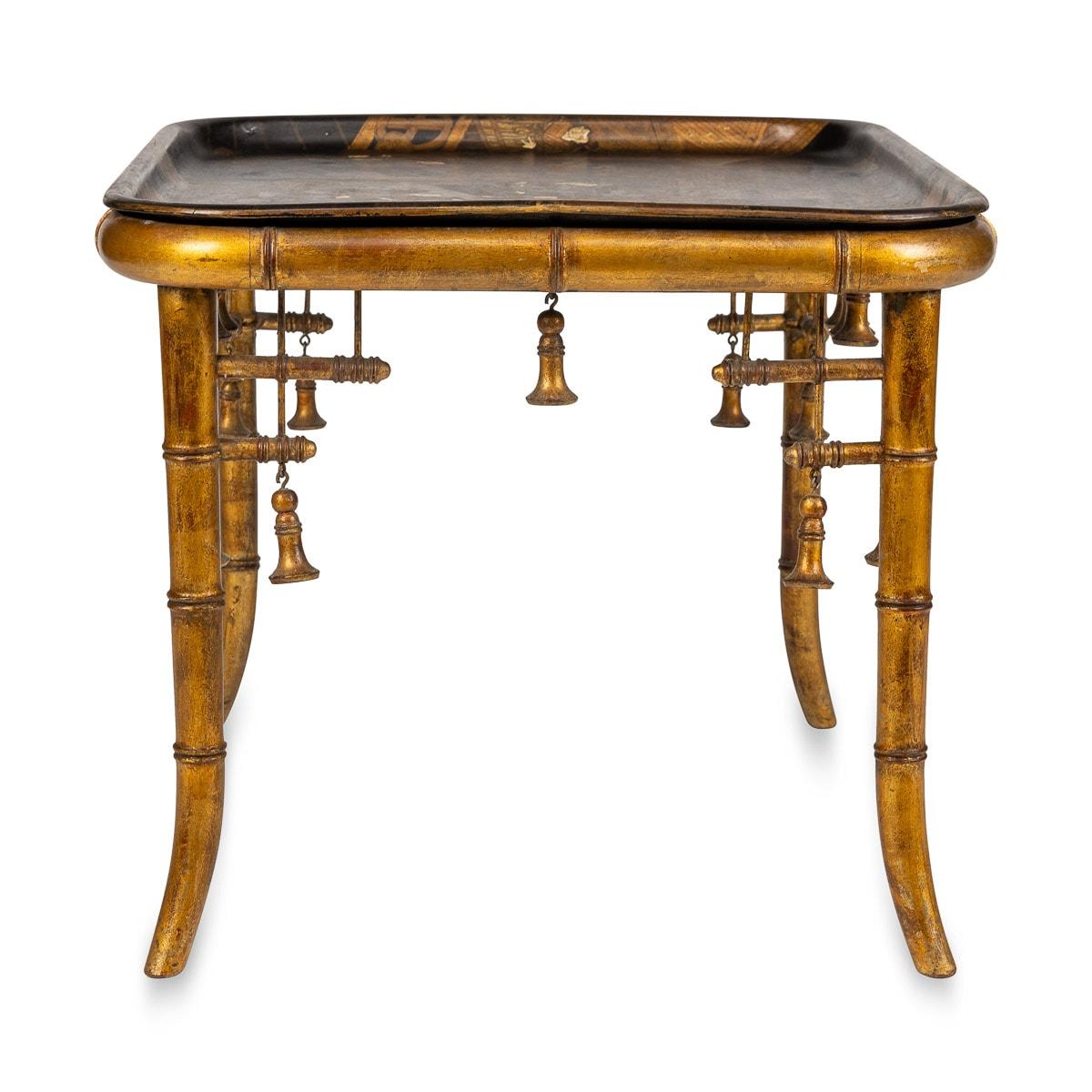 20th Century French Giltwood & Japanese Style Lacquer Table with Tray, C.1880 In Good Condition In Royal Tunbridge Wells, Kent