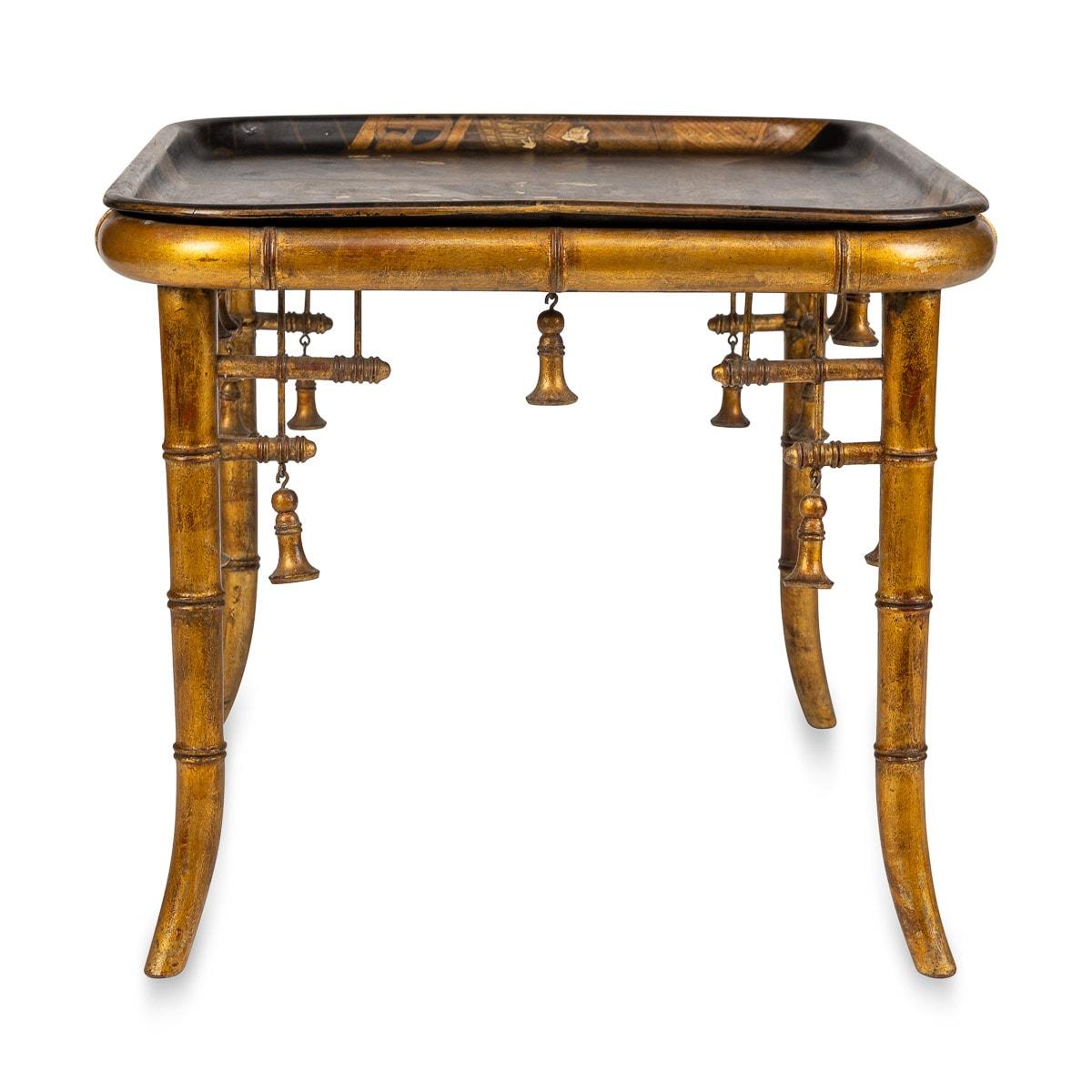 20th Century French Giltwood & Japanese Style Lacquer Table with Tray, C.1880 In Good Condition For Sale In Royal Tunbridge Wells, Kent