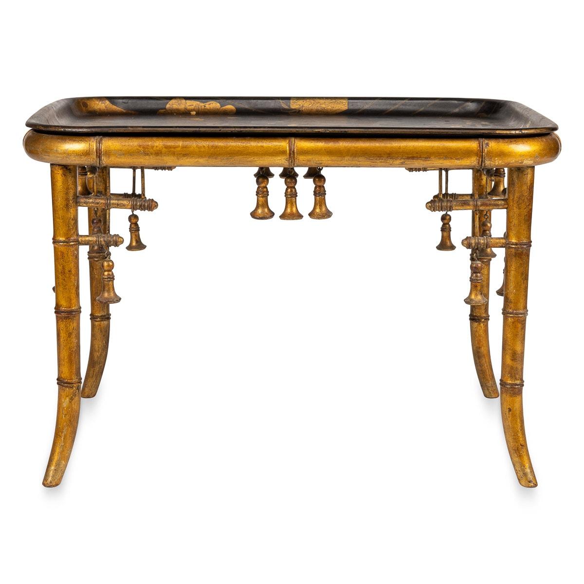 20th Century French Giltwood & Japanese Style Lacquer Table with Tray, C.1880 For Sale 1