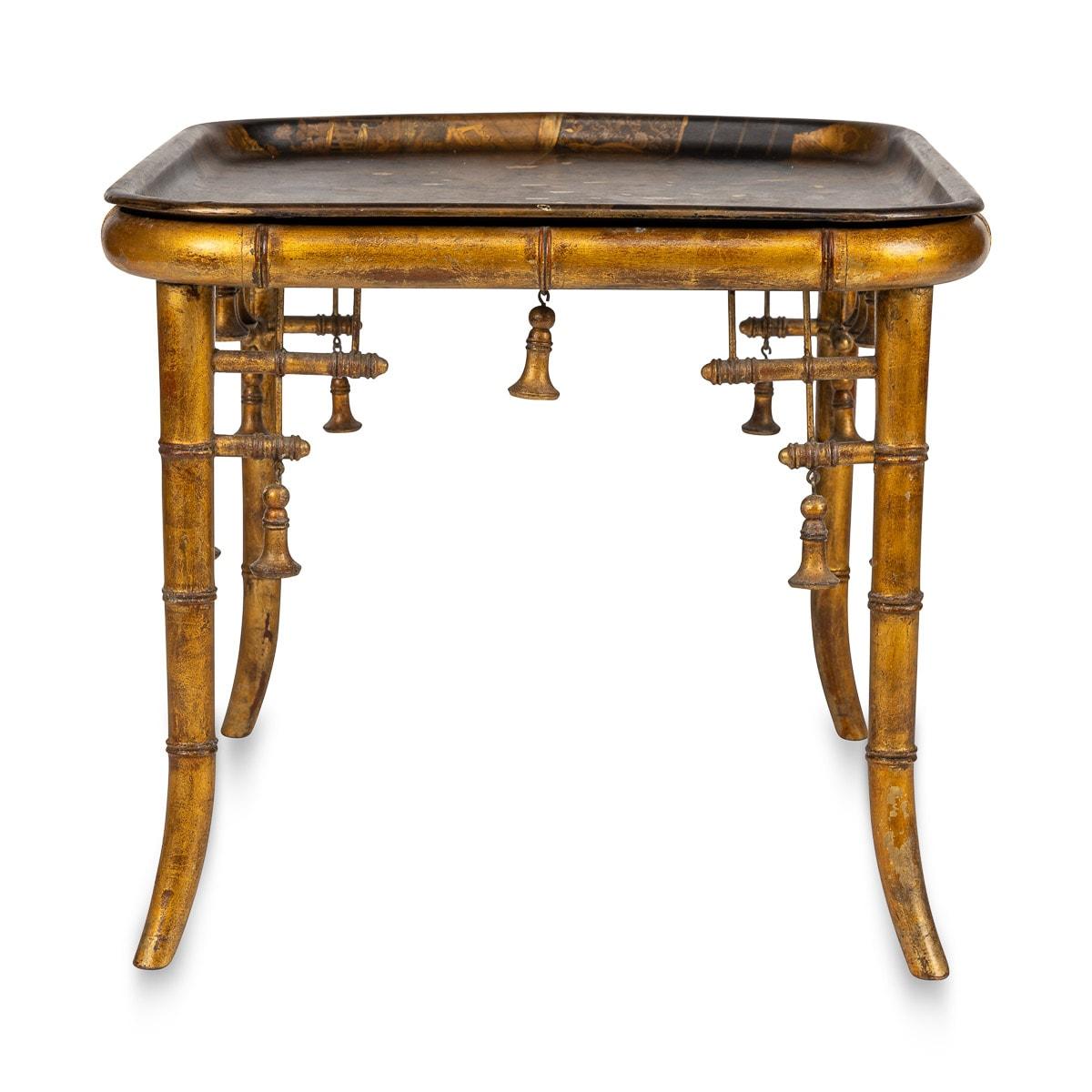 20th Century French Giltwood & Japanese Style Lacquer Table with Tray, C.1880 For Sale 2