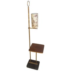 20th Century French Gilted Brass and Formica Floor Lamp, 1970s