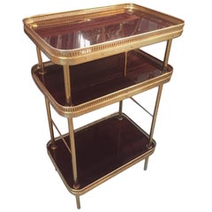20th Century French Gilded Brass and Formica Side Table, 1960s