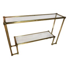 20th Century French Gilded Brass and Glass Console, circa 1950s