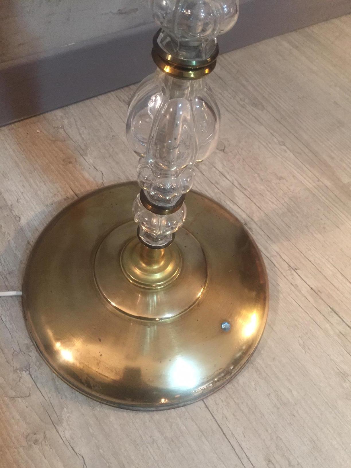 20th Century, French Gilded Brass and Glass Floor Lamp, 1950s For Sale 5