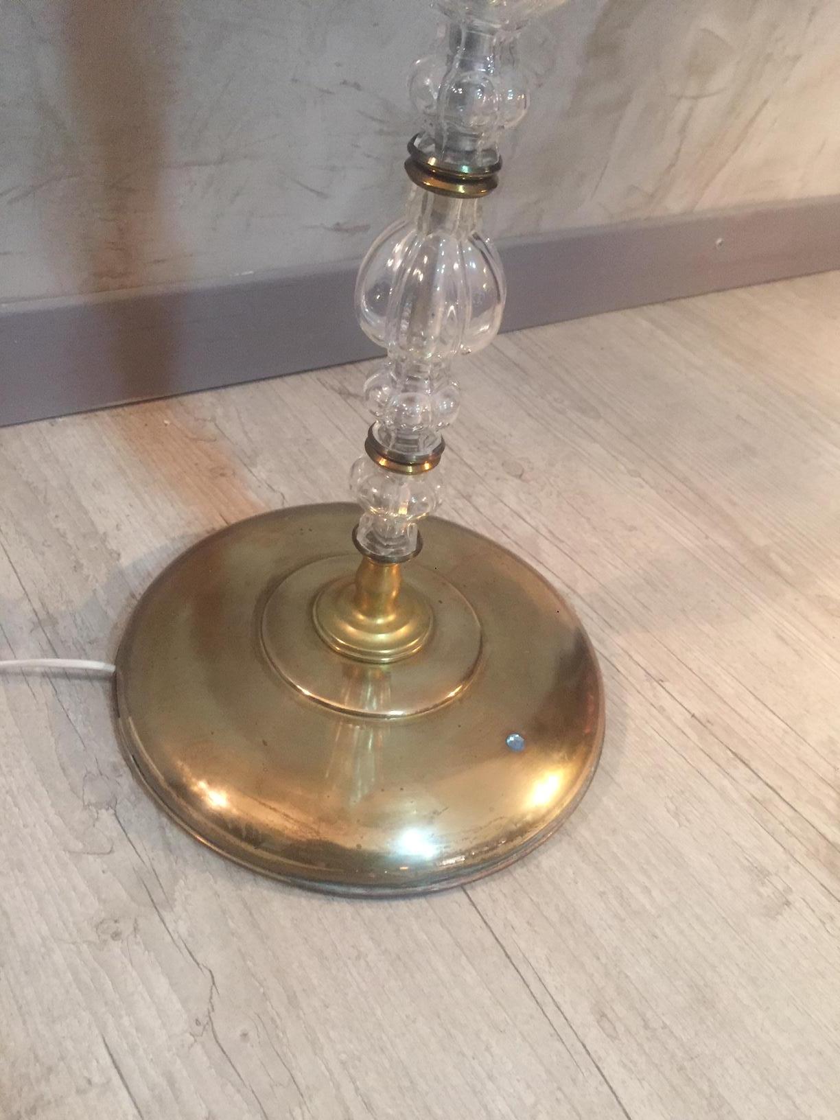 20th Century, French Gilded Brass and Glass Floor Lamp, 1950s For Sale 6