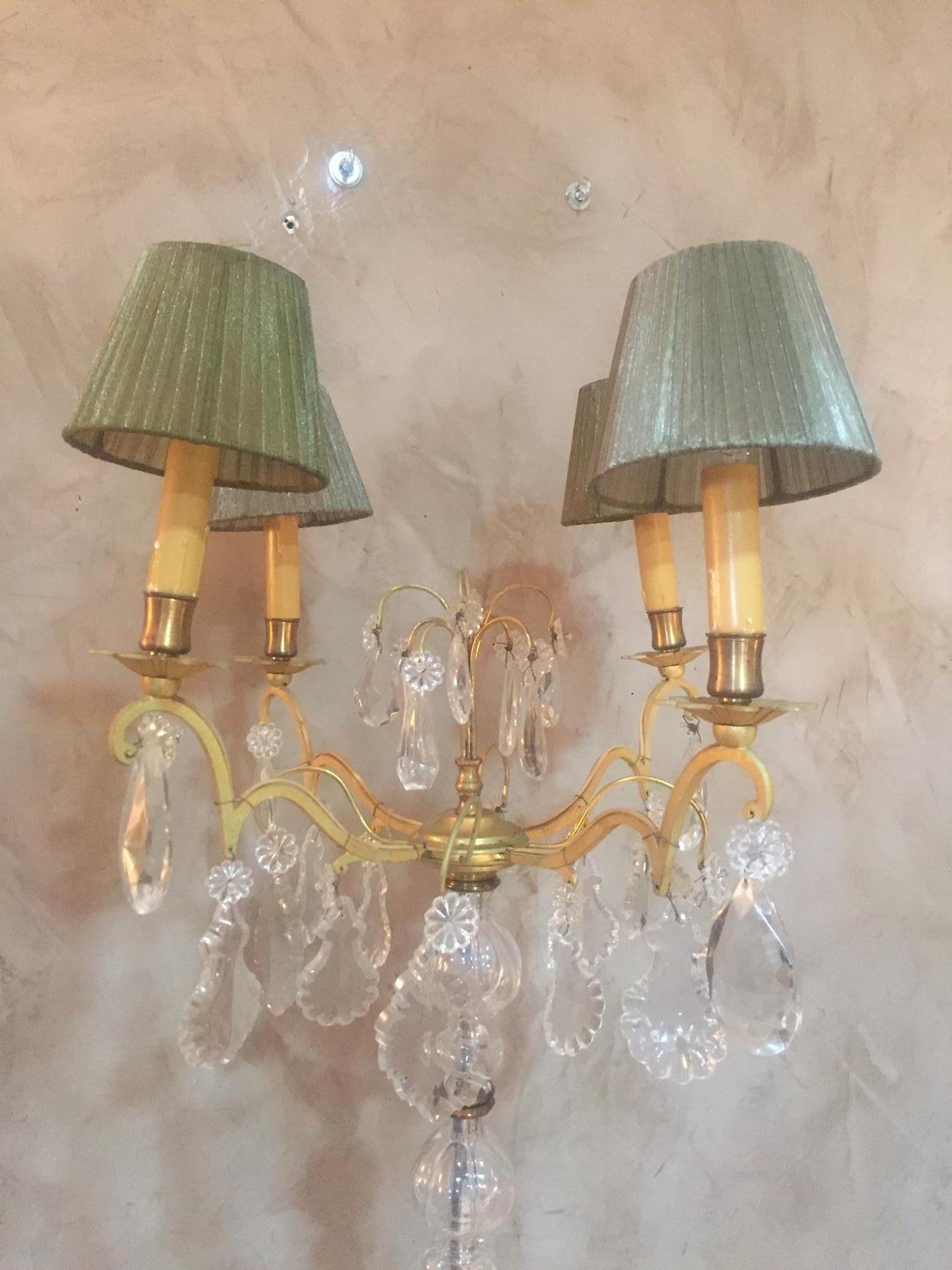 20th Century, French Gilded Brass and Glass Floor Lamp, 1950s For Sale 1