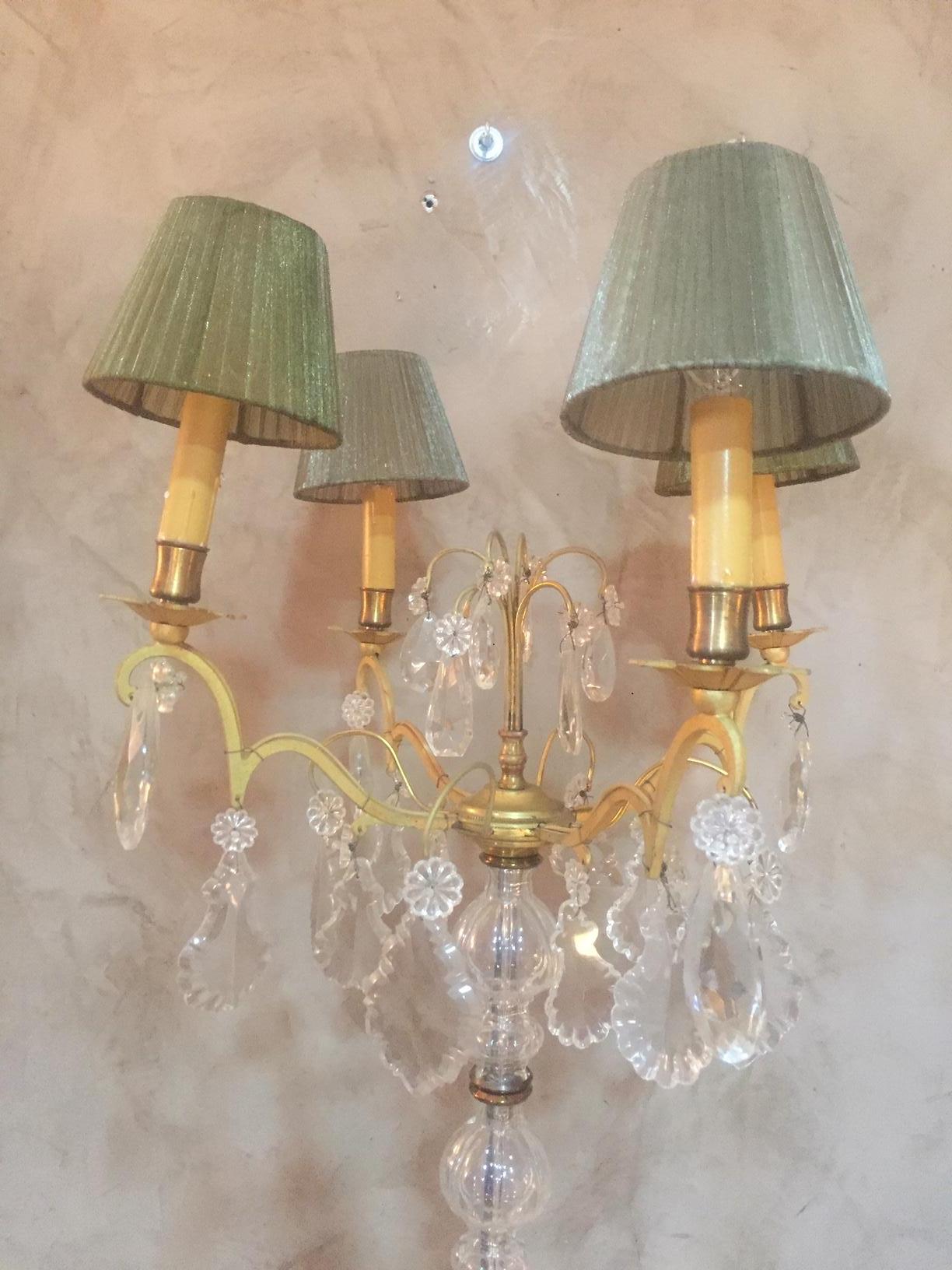 20th Century, French Gilded Brass and Glass Floor Lamp, 1950s For Sale 2