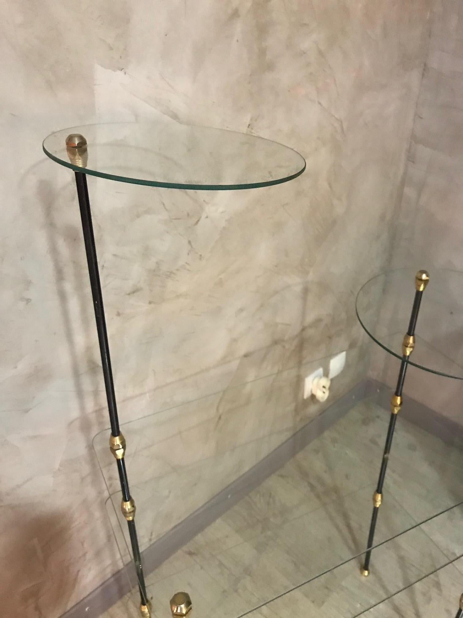 20th Century French Gilted Brass and Glass Shelf, 1950s 1