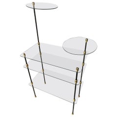 20th Century French Gilted Brass and Glass Shelf, 1950s