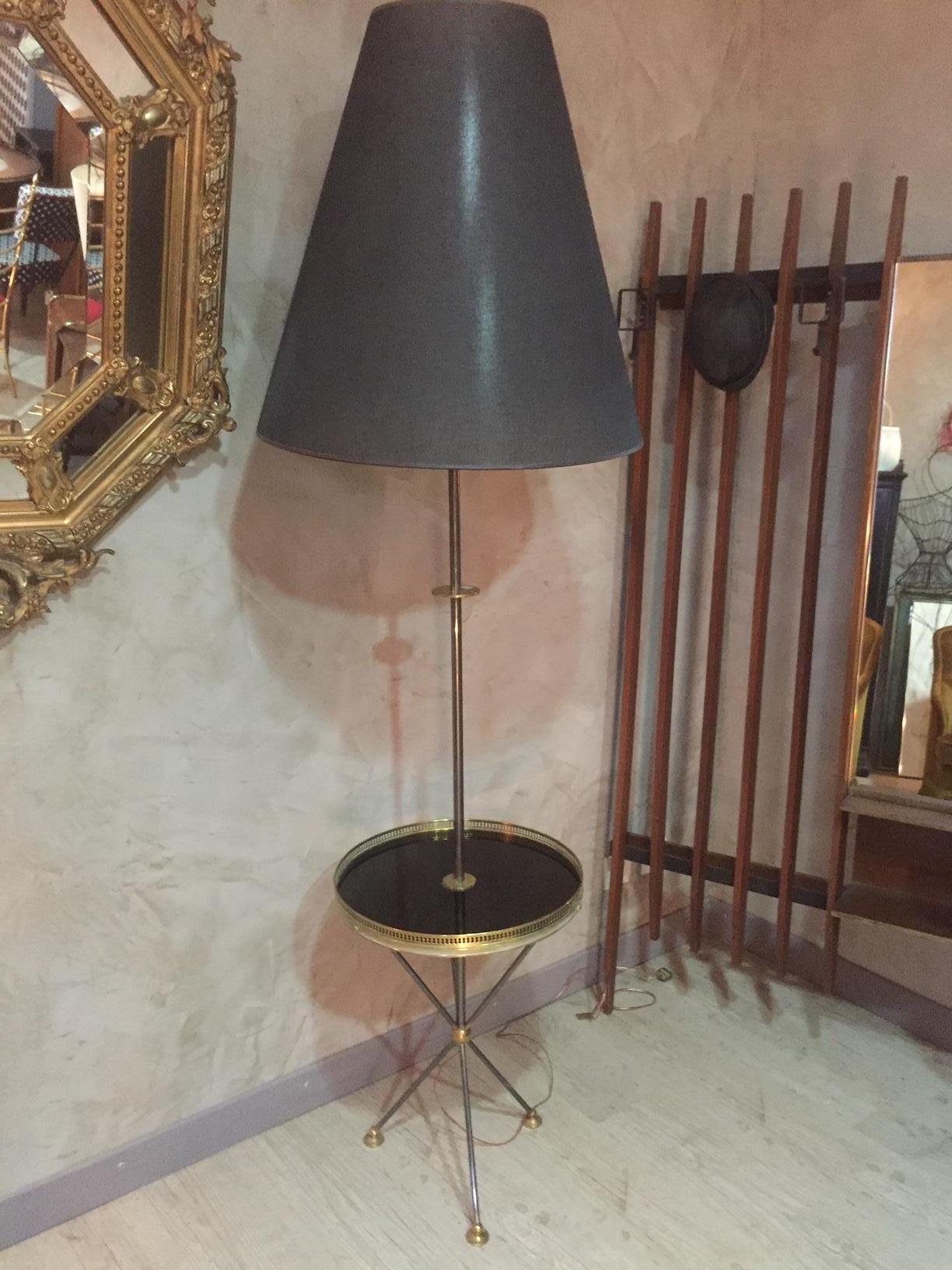 Mid-20th Century 20th Century, French Gilded Brass Floor Lamp, 1950s