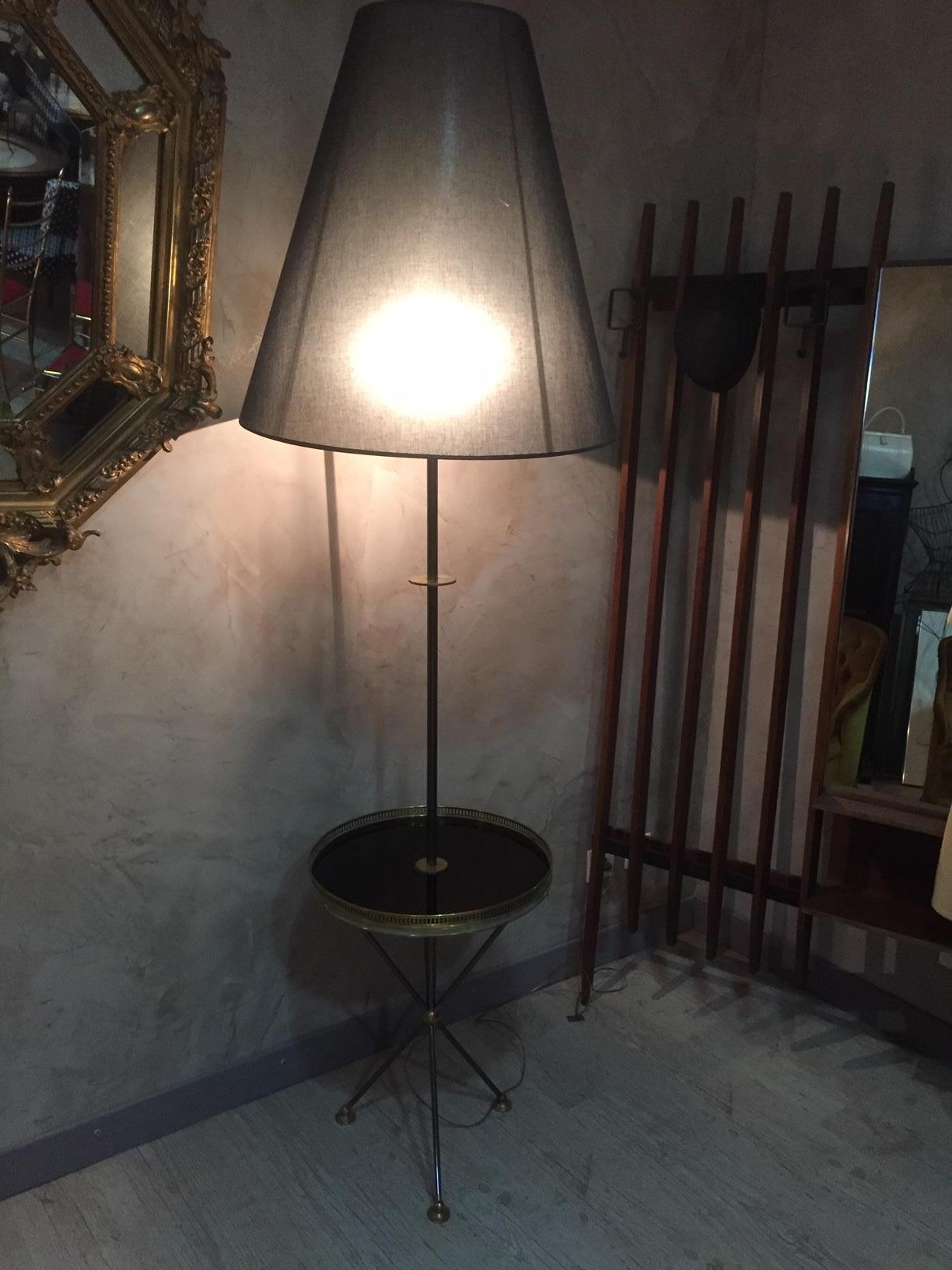 20th Century, French Gilded Brass Floor Lamp, 1950s 1