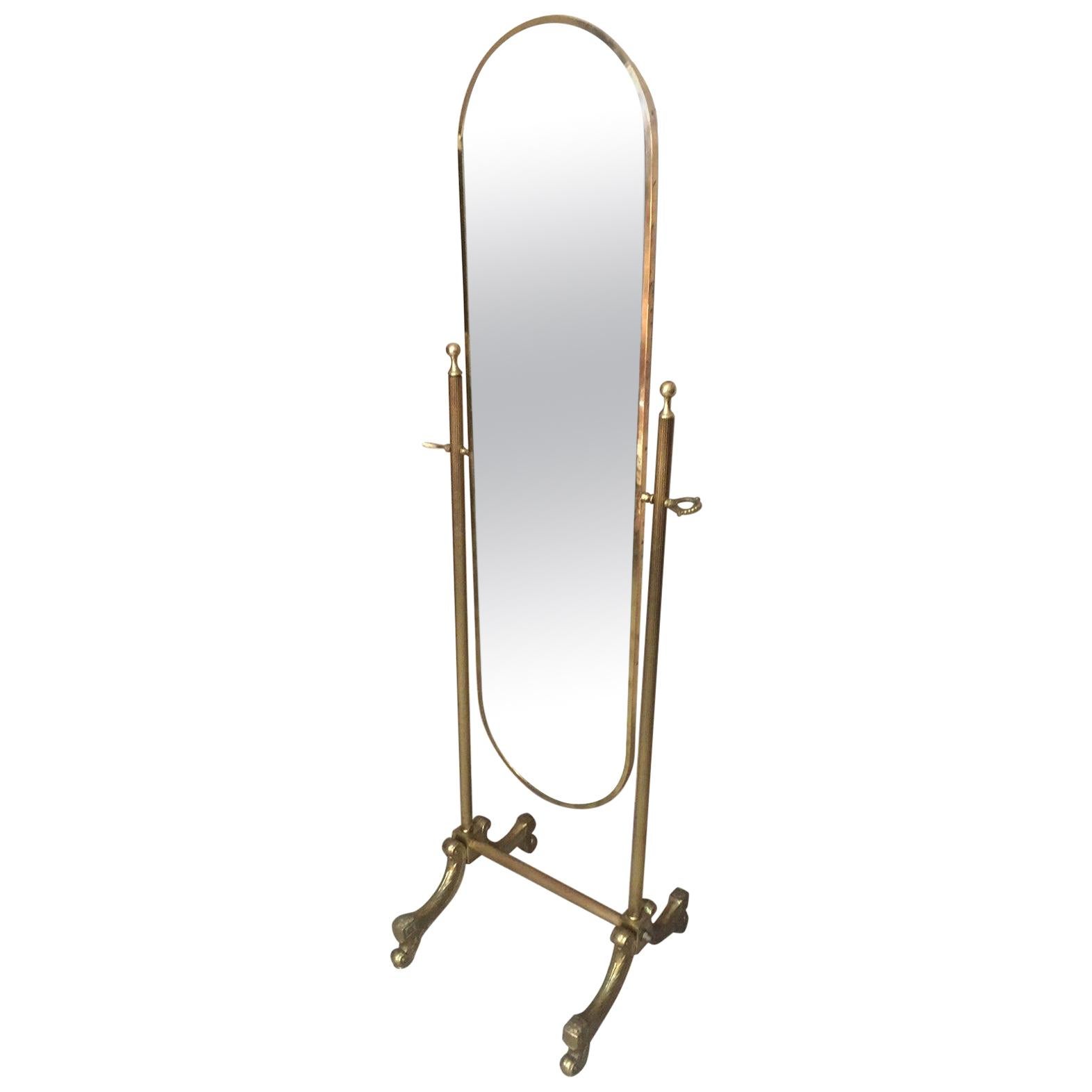 20th Century French Gilted Brass "Psyche" Mirror, 1950s