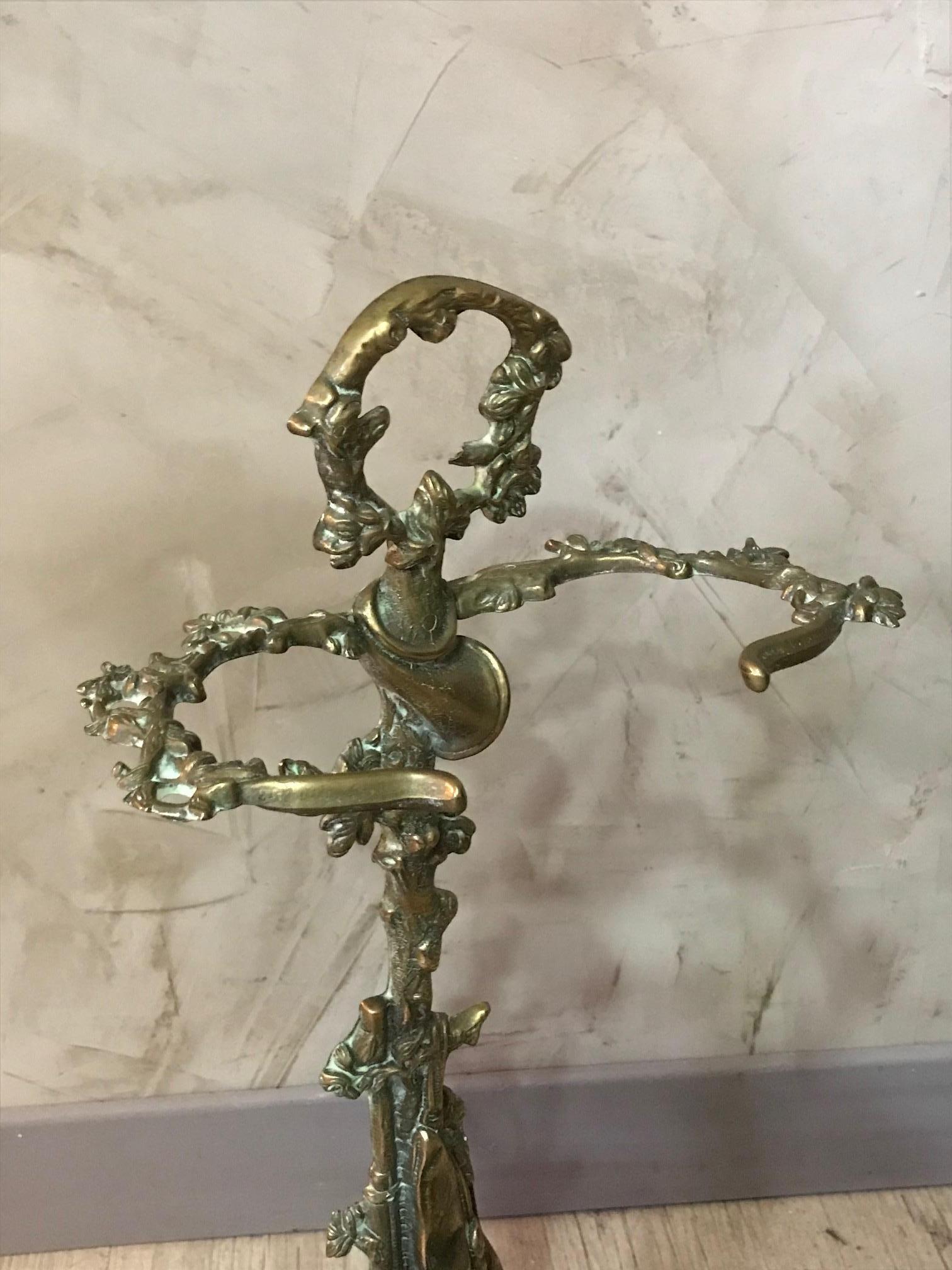 20th Century French Gilded Brass Umbrella Holder, 1900s In Good Condition In LEGNY, FR