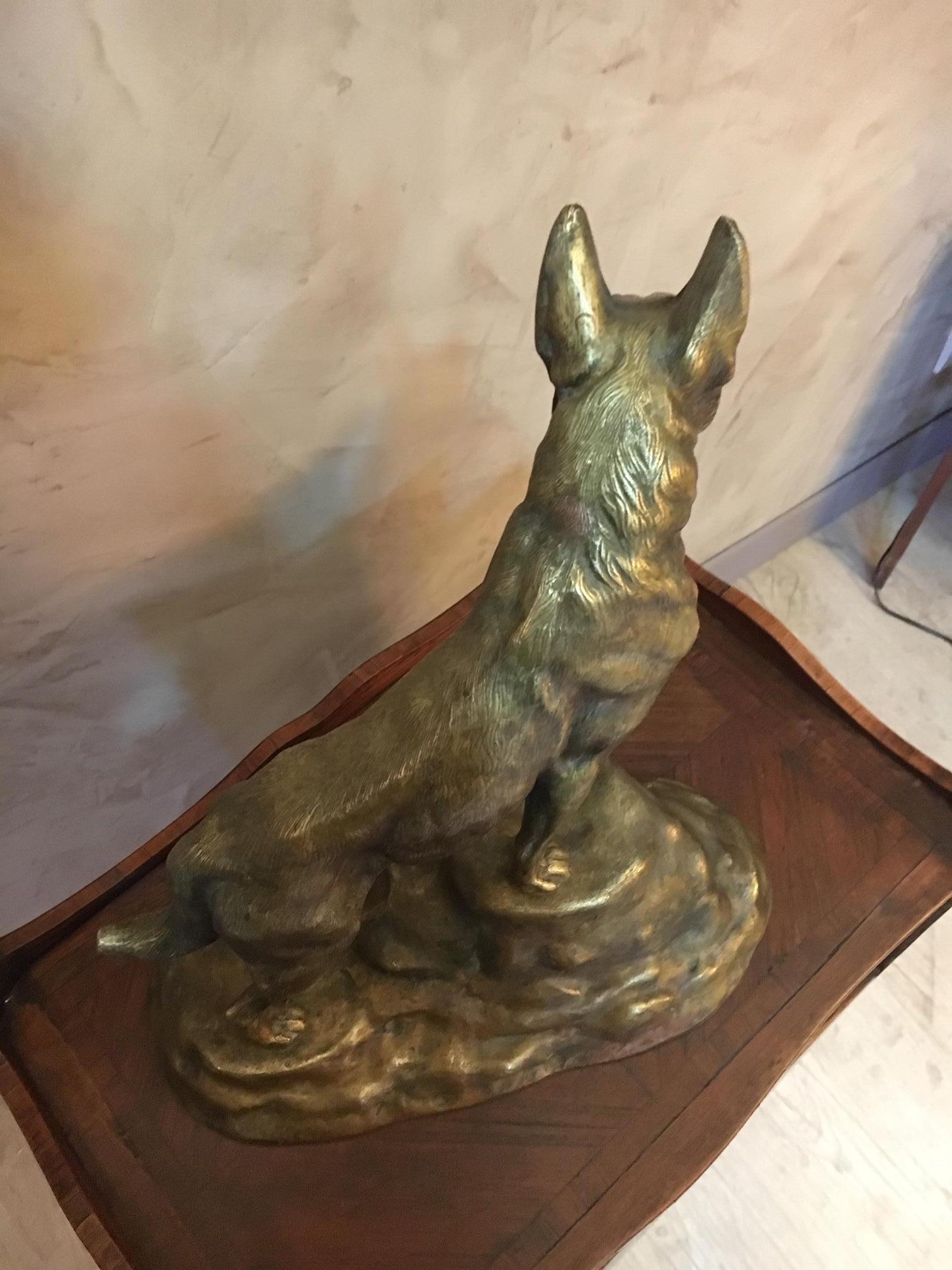Gilt 20th Century, French Gilded Bronze Dog, 1940s