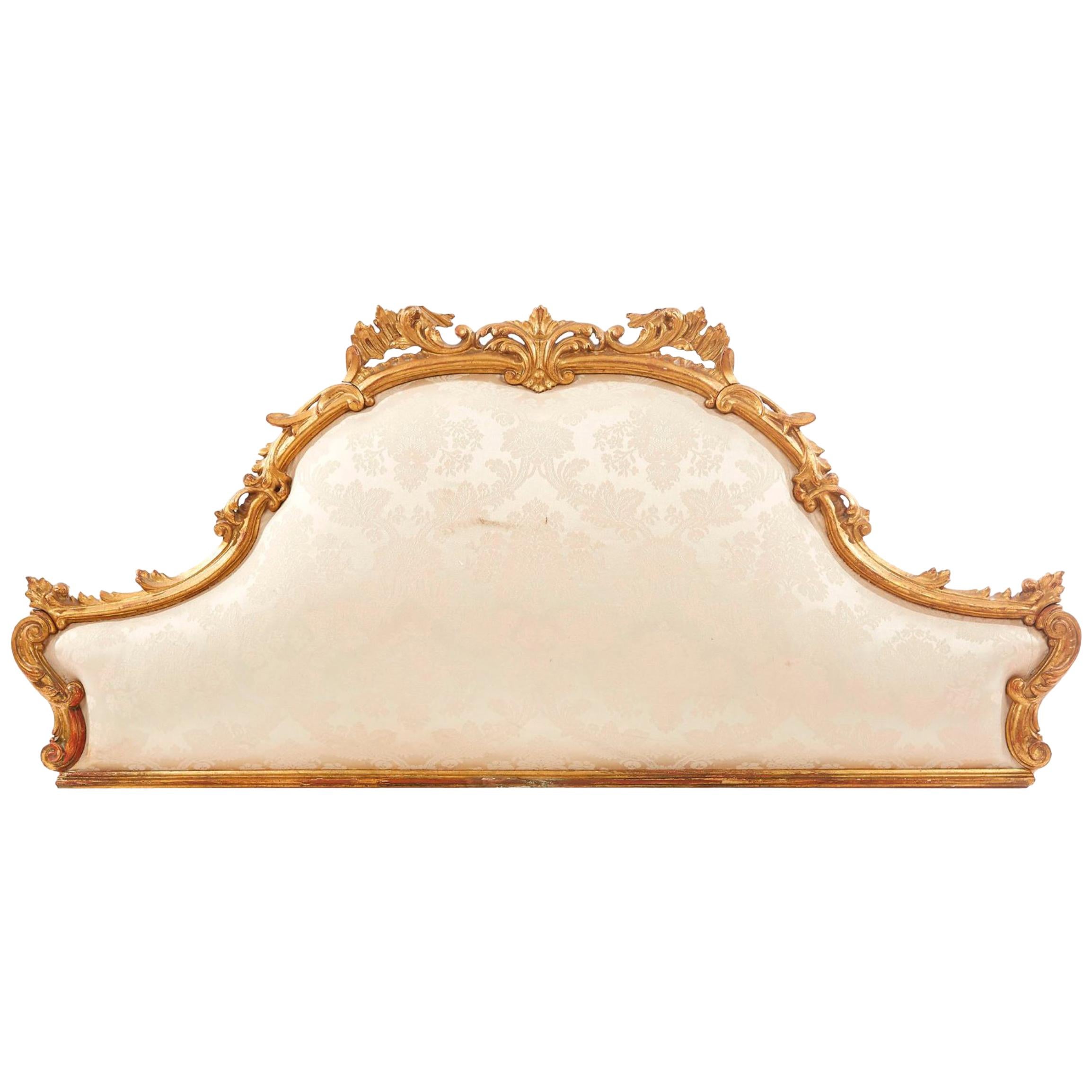 19th Century French Giltwood and Hand-Carved Bedhead