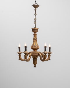 20th Century French Giltwood Four-Light Chandelier With Carved Acanthus Arms