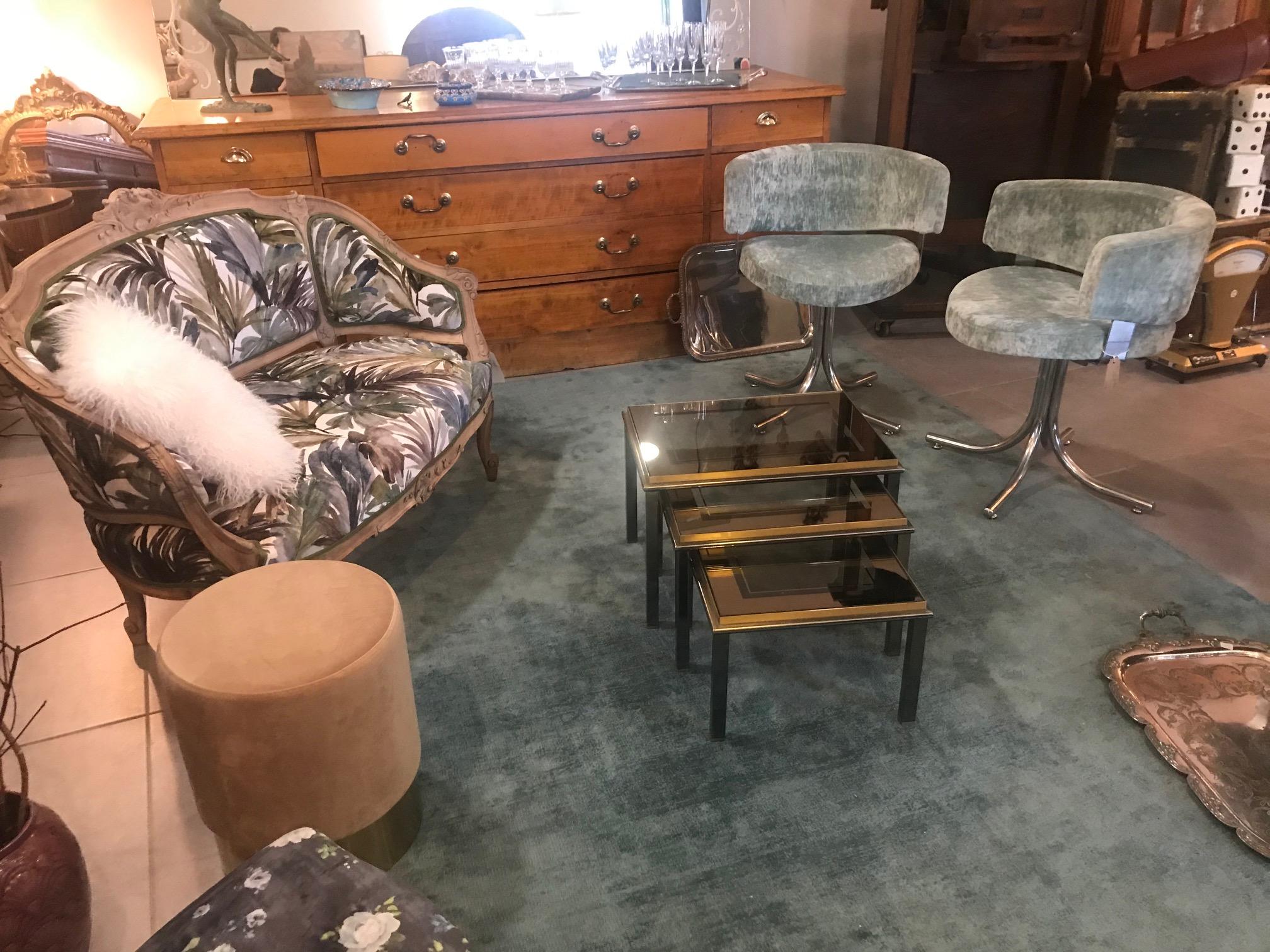 20th Century French Glass and Brass Nesting Tables, 1950s 3