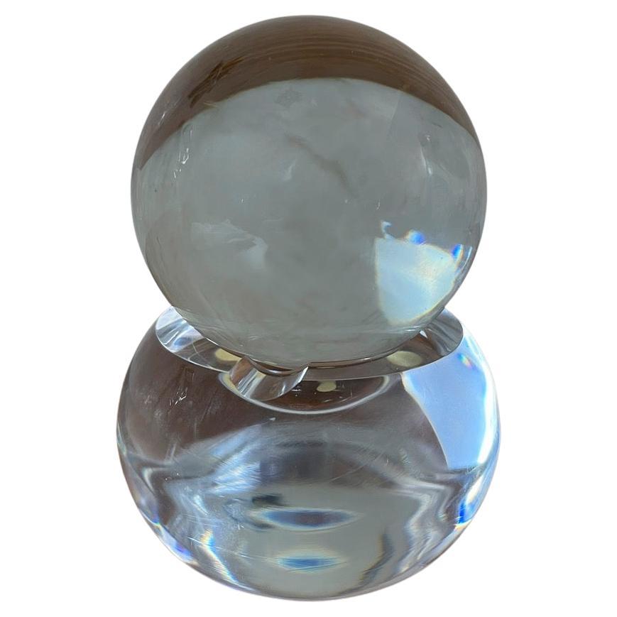20th century French Glass Ball and Its base in the style of Baccarat, 1930s For Sale