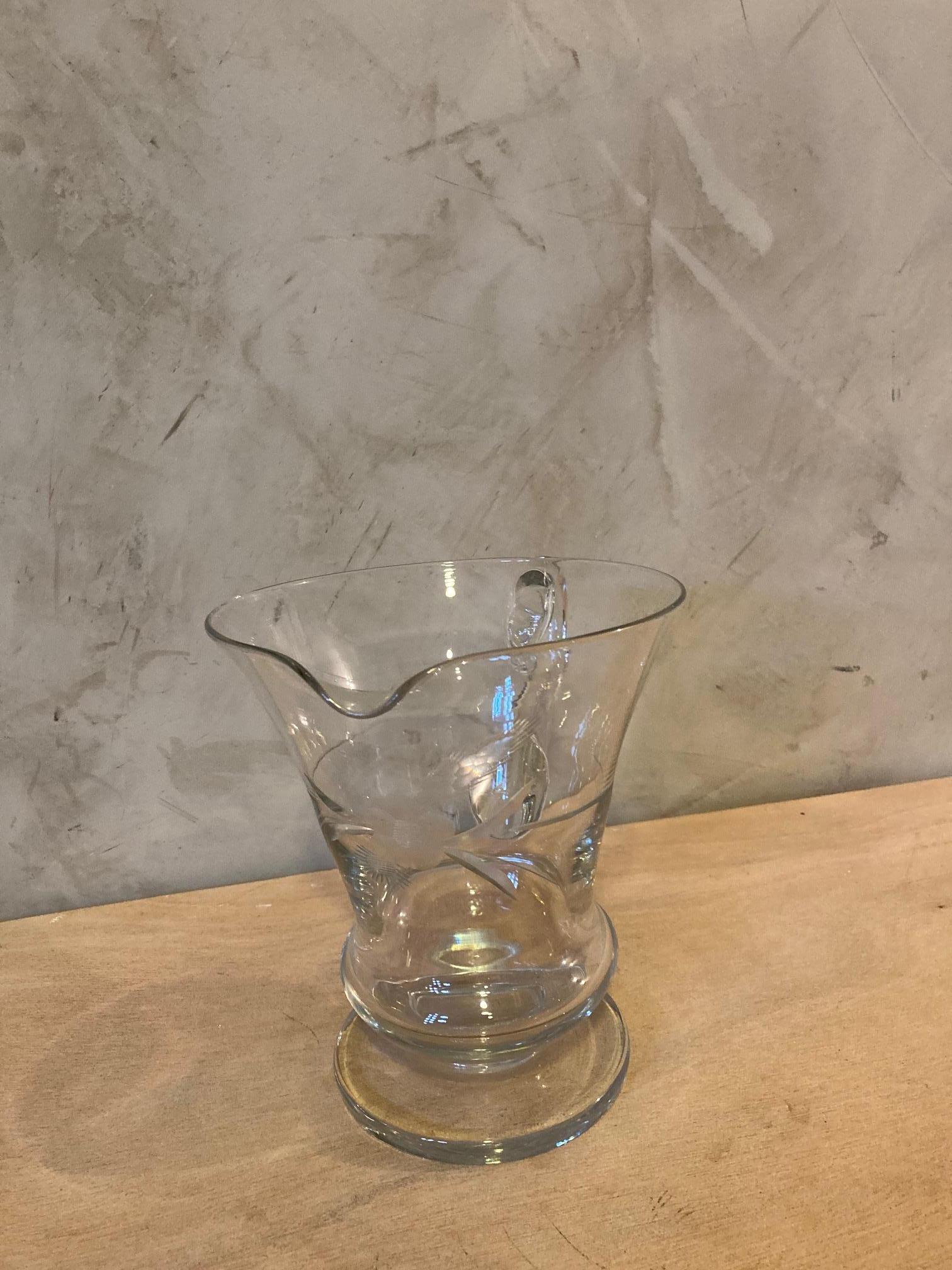 20th Century French Glass Pitcher, circa 1950s For Sale 1