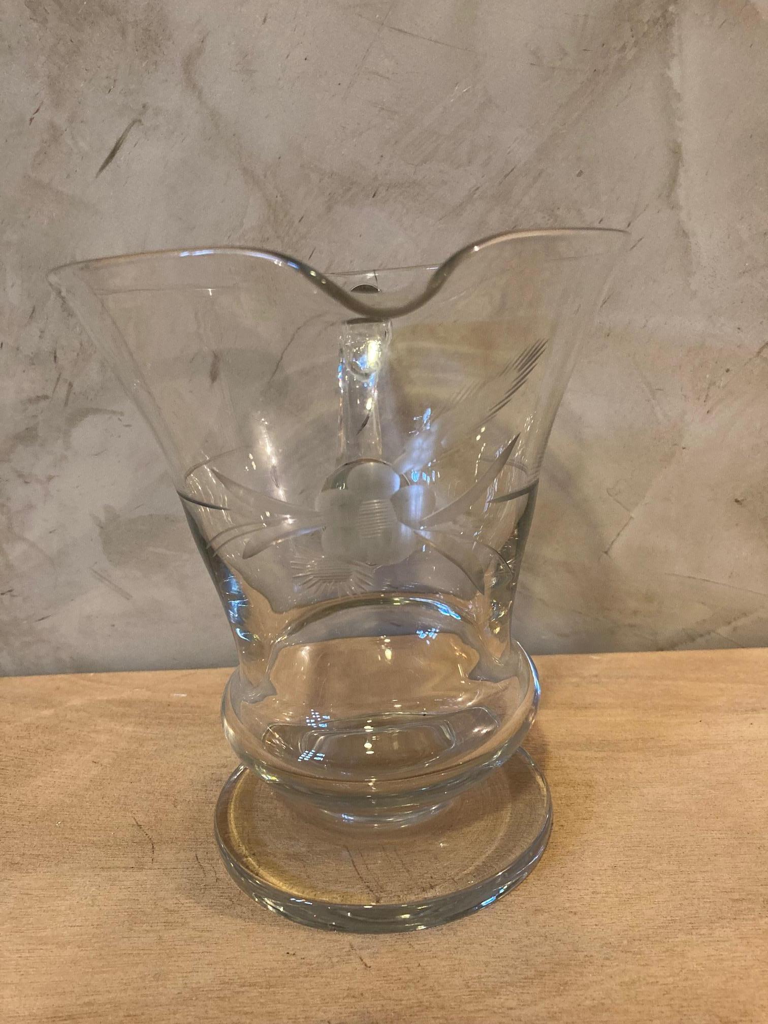 20th Century French Glass Pitcher, circa 1950s For Sale 2