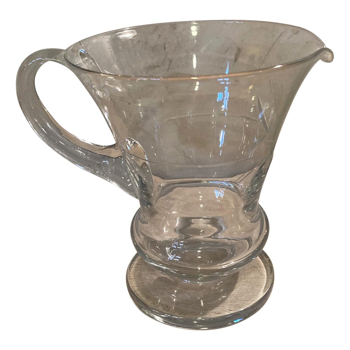 20th Century French Glass Pitcher, circa 1950s For Sale