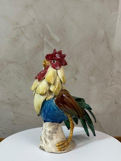 Gallo de cerámica esmaltada francesa del siglo XX