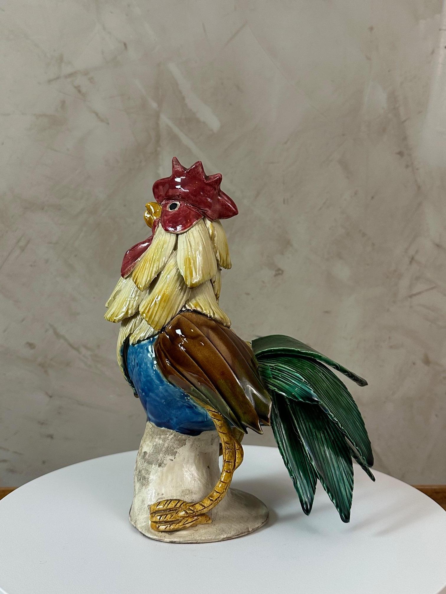 Français Coq français du 20e siècle en céramique émaillée en vente