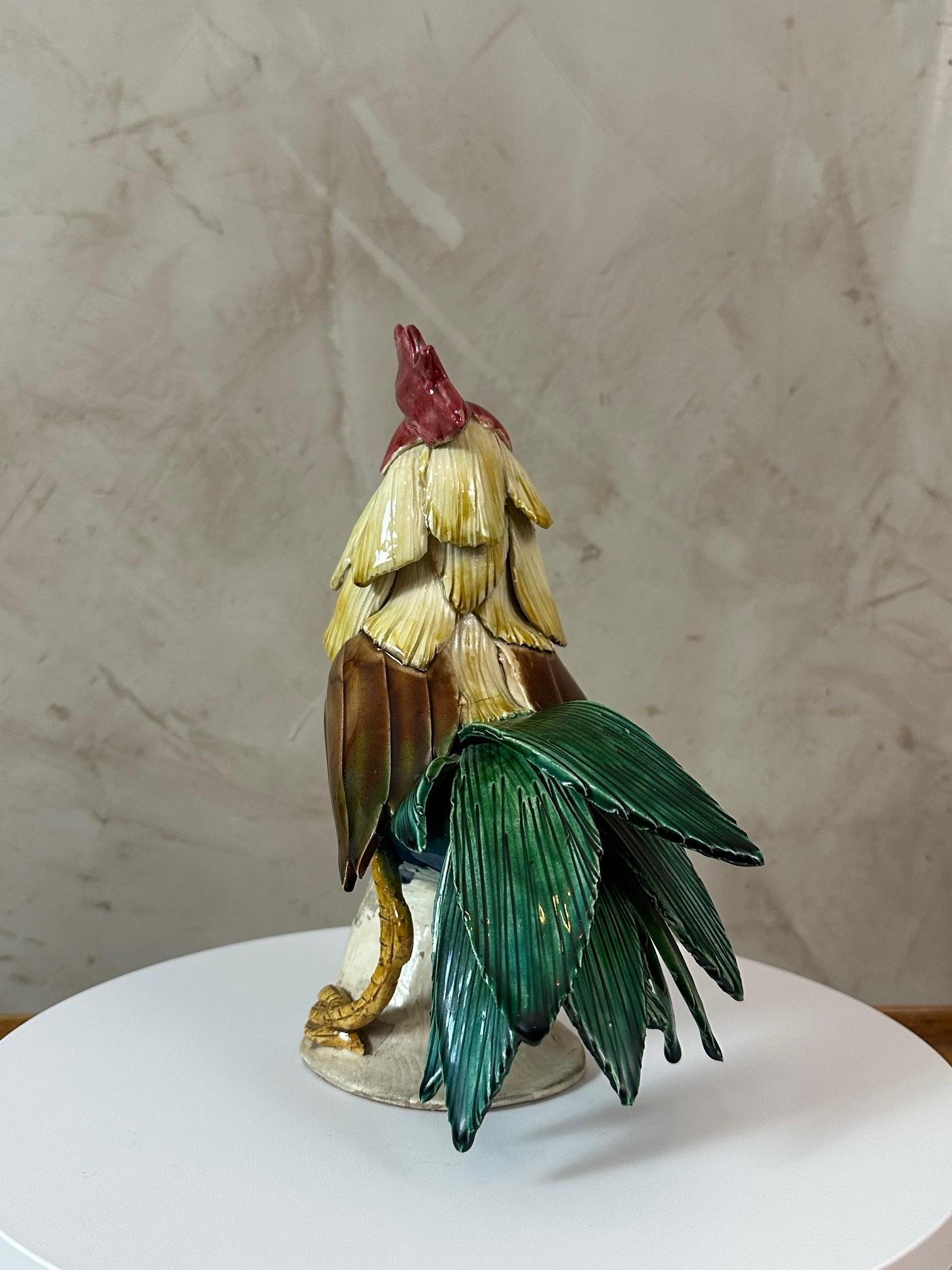 Vernissé Coq français du 20e siècle en céramique émaillée en vente