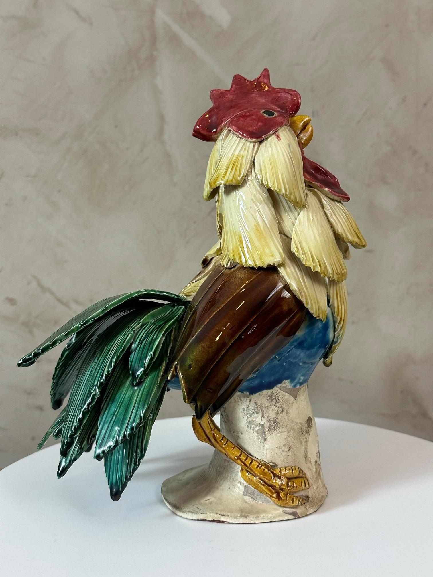 Milieu du XXe siècle Coq français du 20e siècle en céramique émaillée en vente