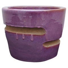 Used 20th Century French Glazed Purple Terracotta Pot, Flower Planter