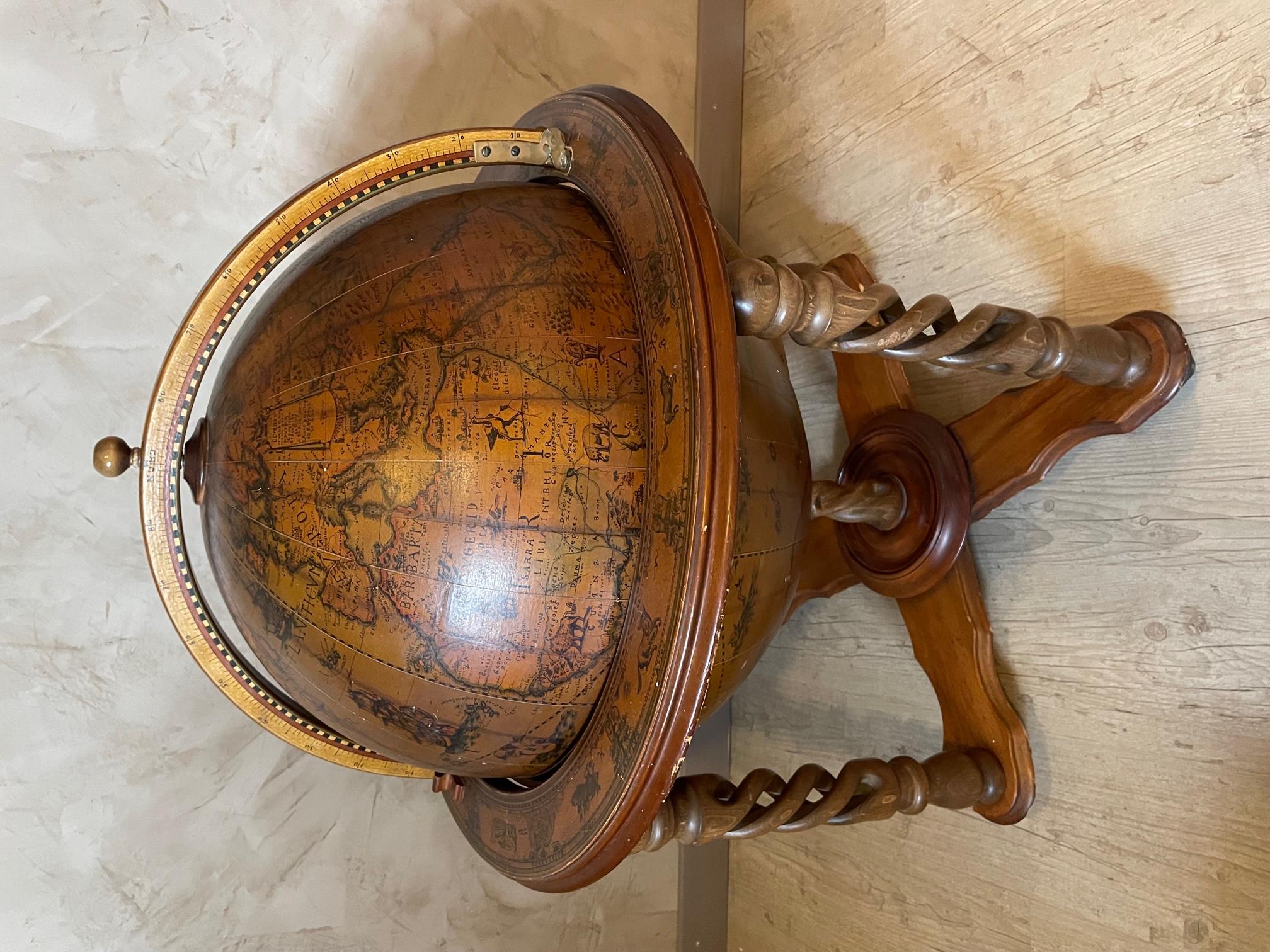 20th Century 20th century French Globe Cocktail Cabinet Bar with Zodiac signs, 1980s