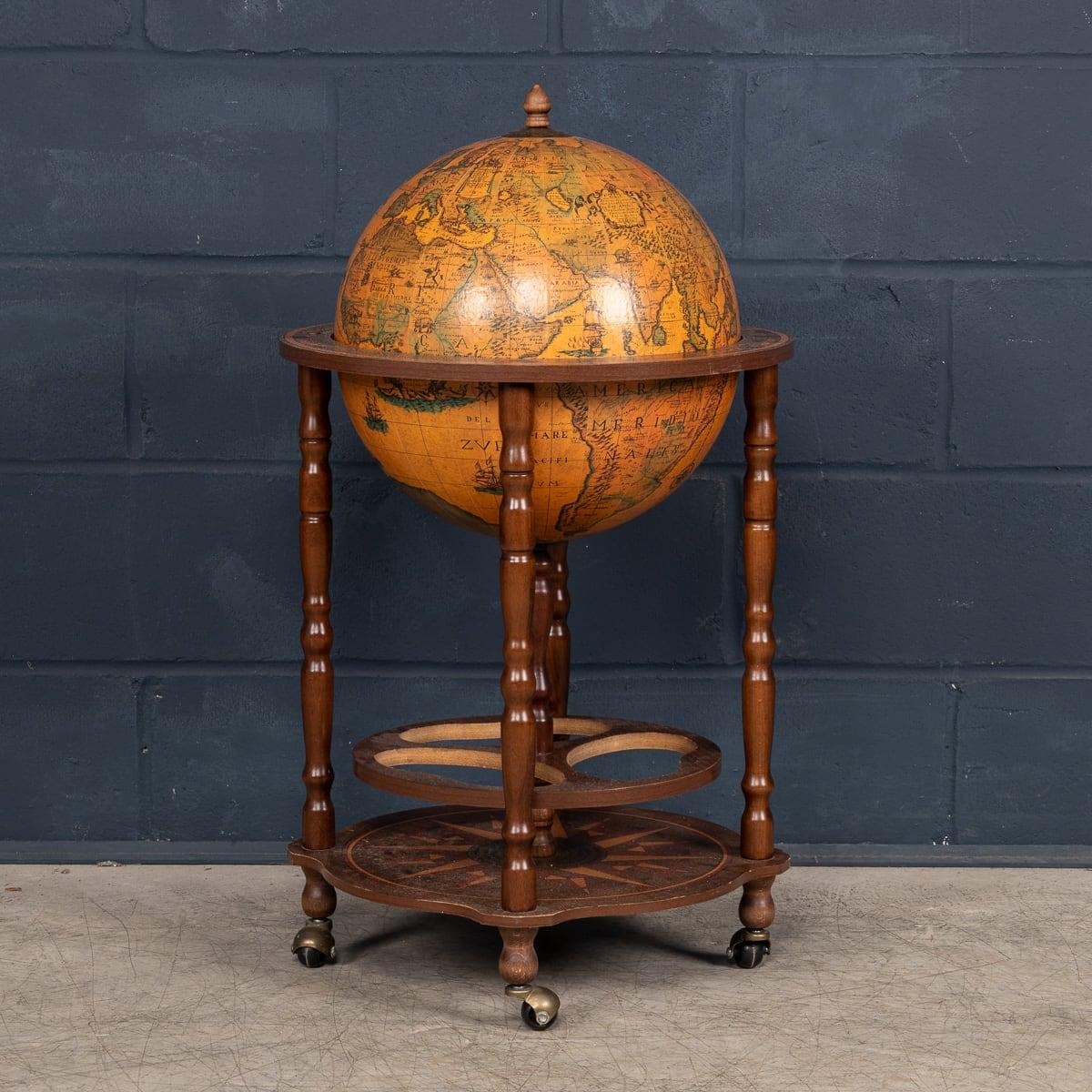 Brass 20th Century French Globe Drinks Trolley c.1970