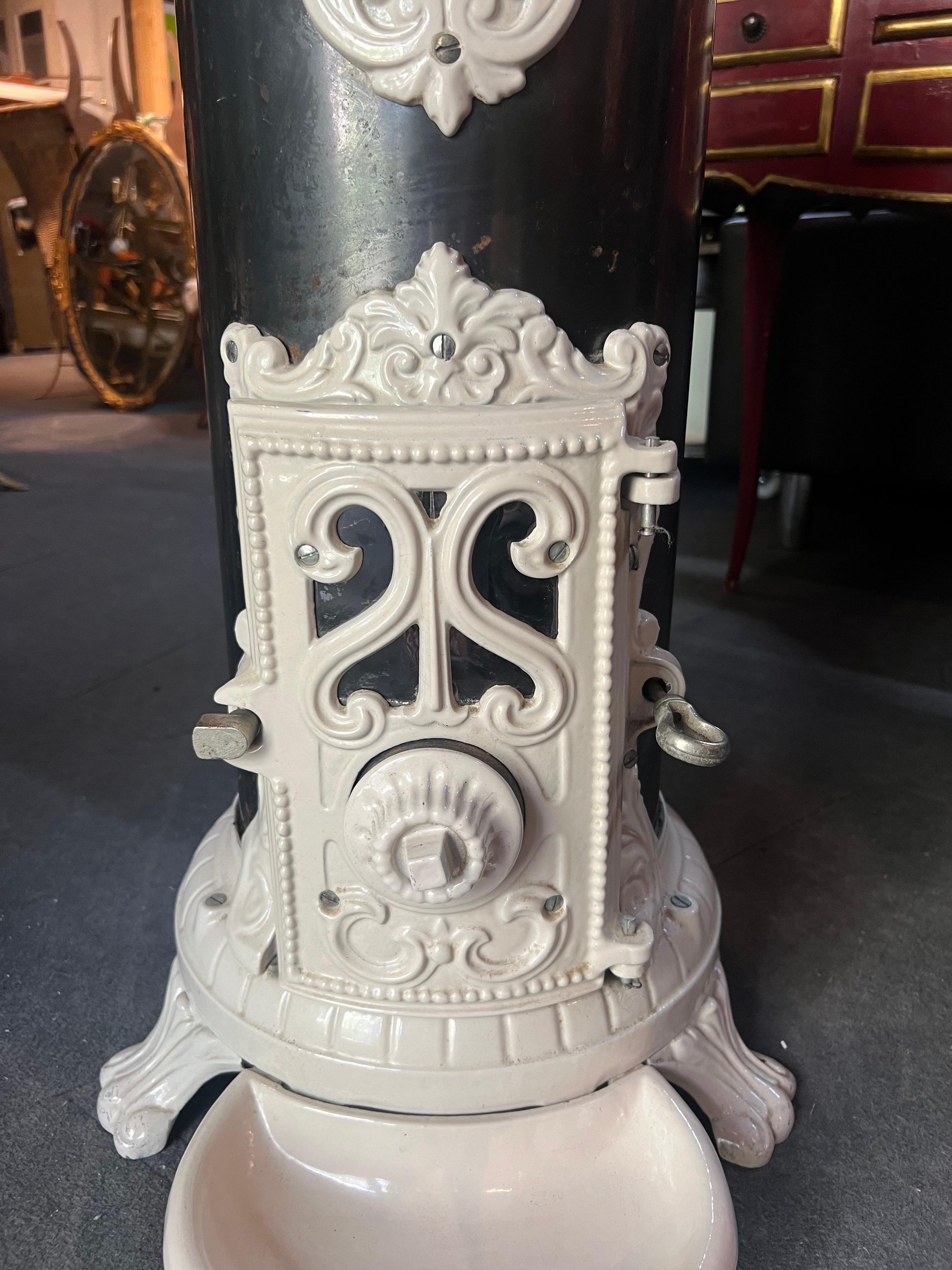 20th Century French Godin Cast Iron Enamelled Wood Stove 02120 Never Used In Good Condition For Sale In Sofia, BG