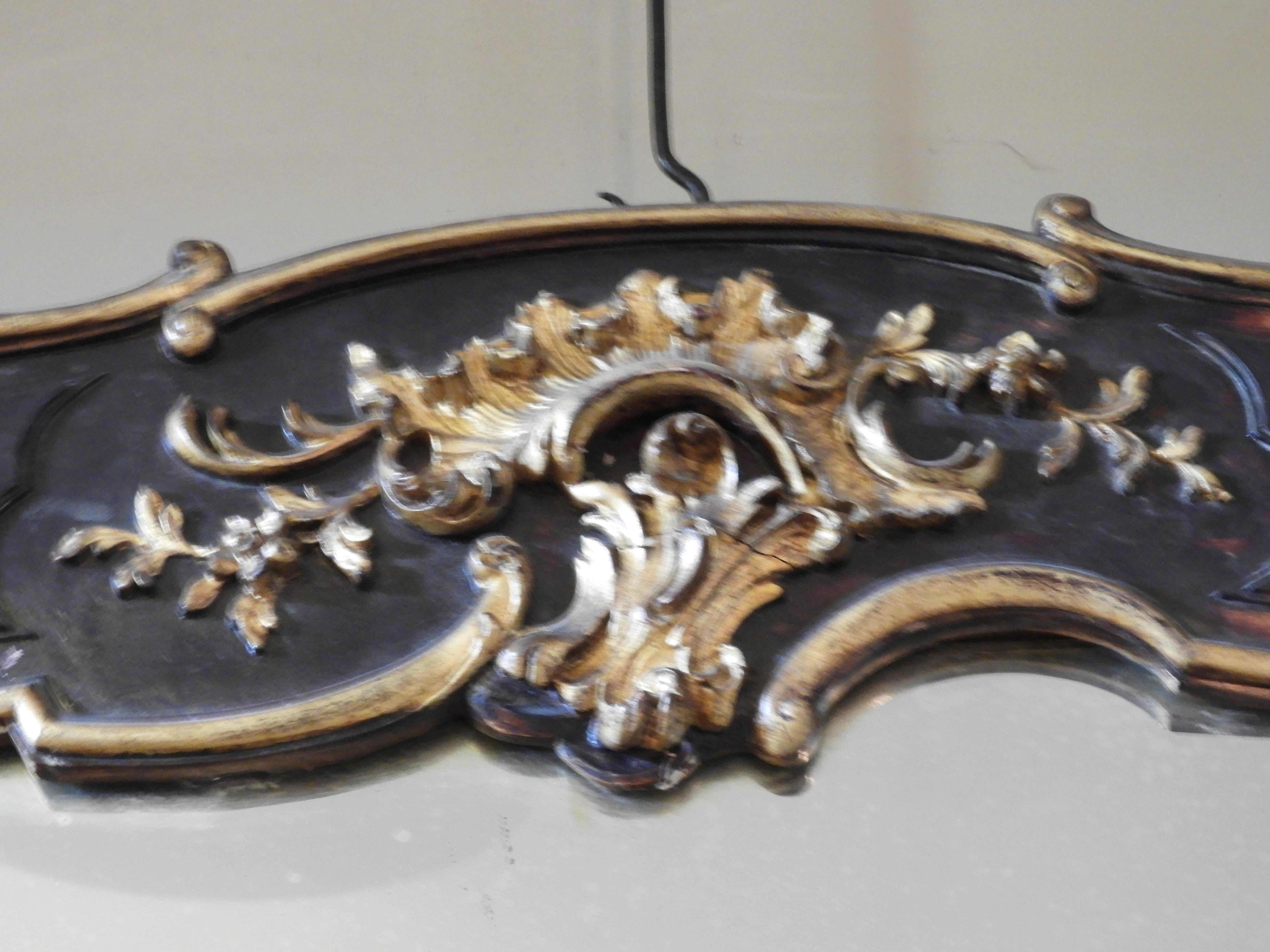 Plaster 20th Century French Gold and Black Patinated Mirror For Sale
