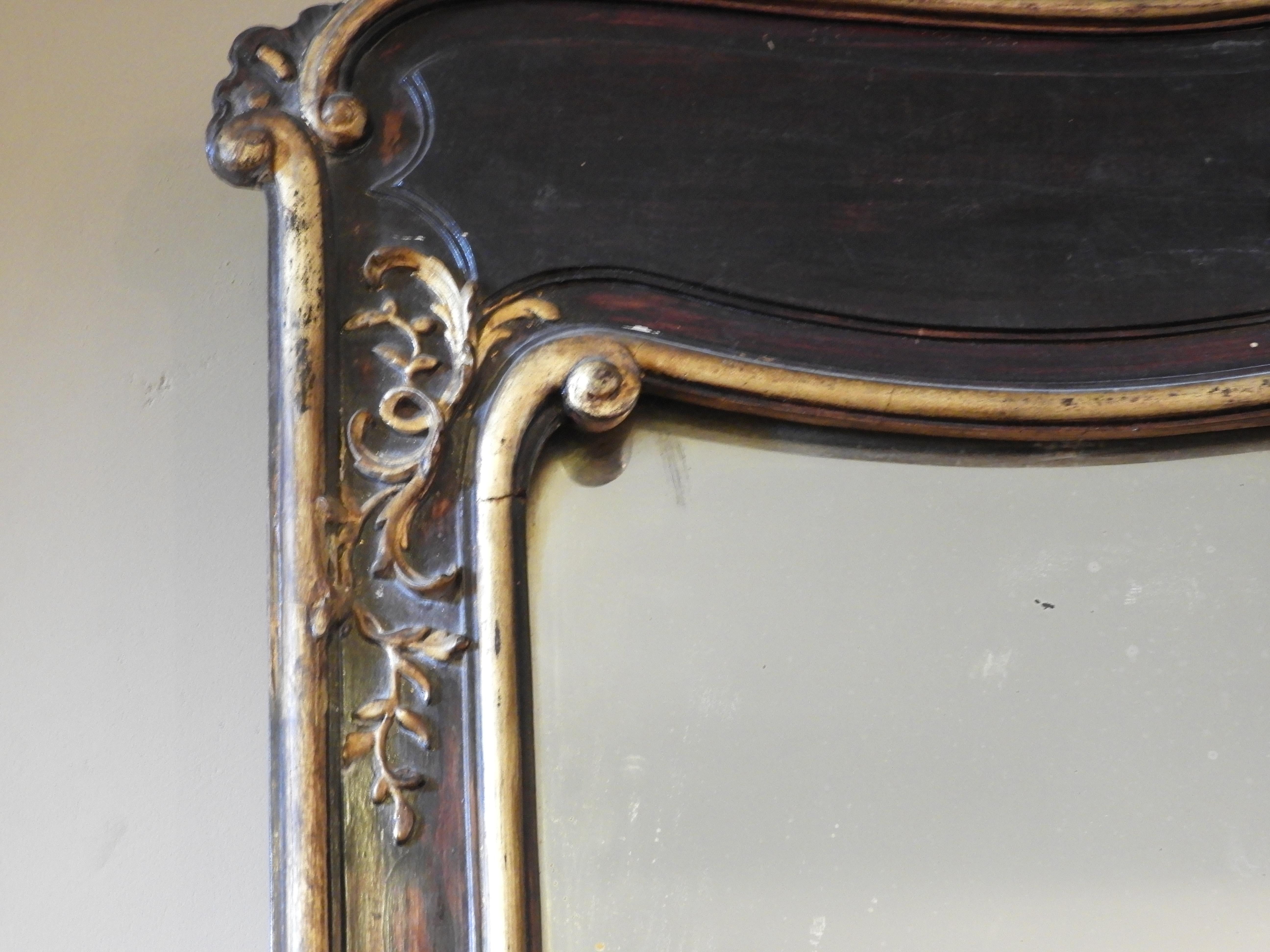 20th Century French Gold and Black Patinated Mirror For Sale 1