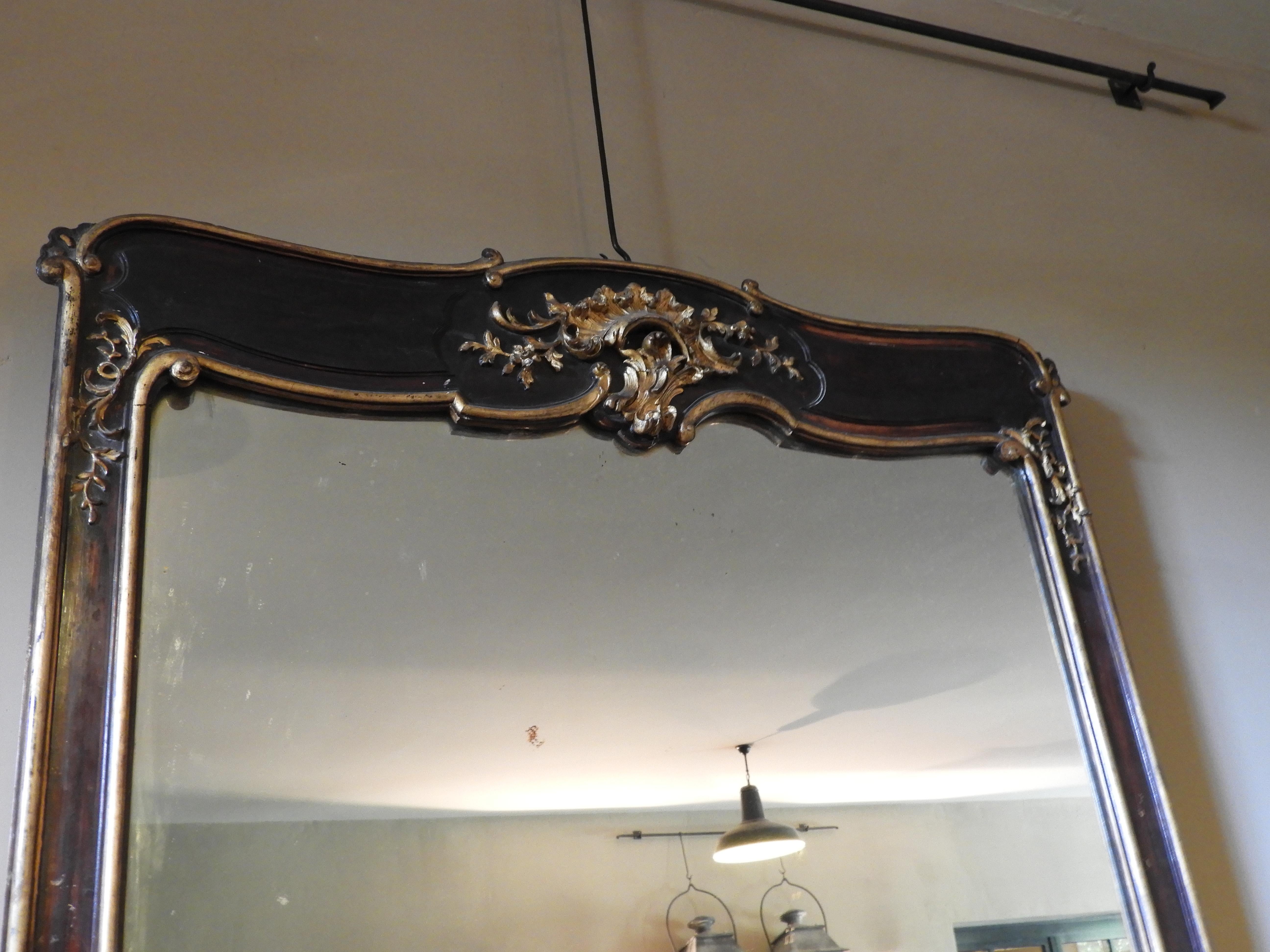 20th Century French Gold and Black Patinated Mirror For Sale 2