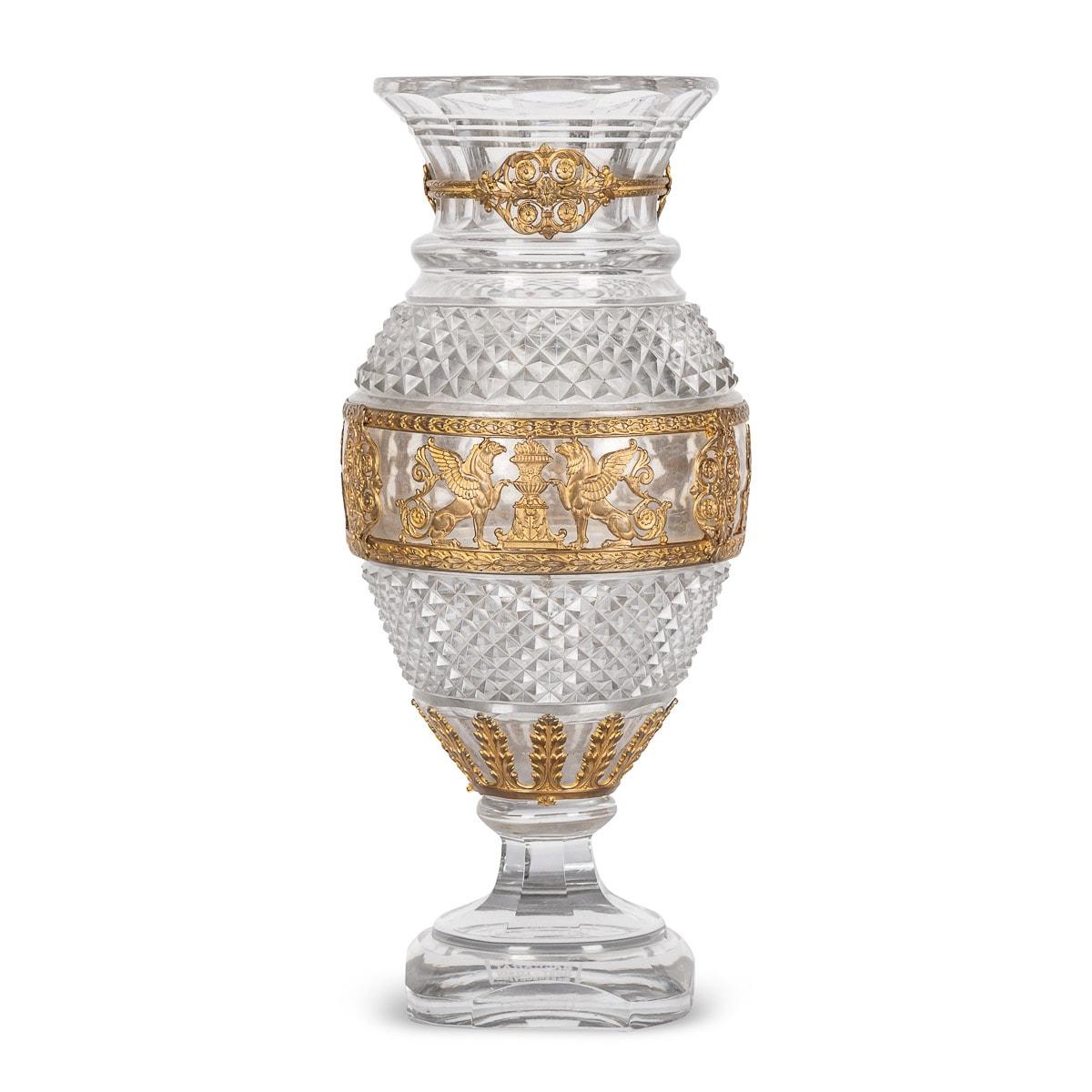 20th Century French Gold Plated & Baccarat Glass Vase, c.1900 In Good Condition For Sale In Royal Tunbridge Wells, Kent
