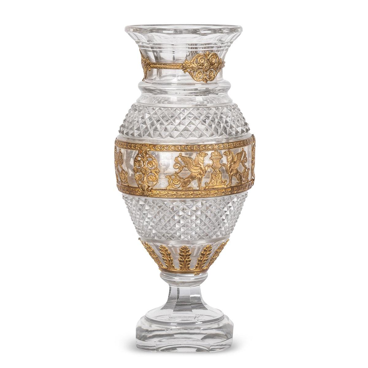 20th Century French Gold Plated & Baccarat Glass Vase, c.1900 For Sale 1