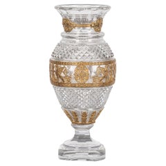 20th Century French Gold Plated & Baccarat Glass Vase, c.1900