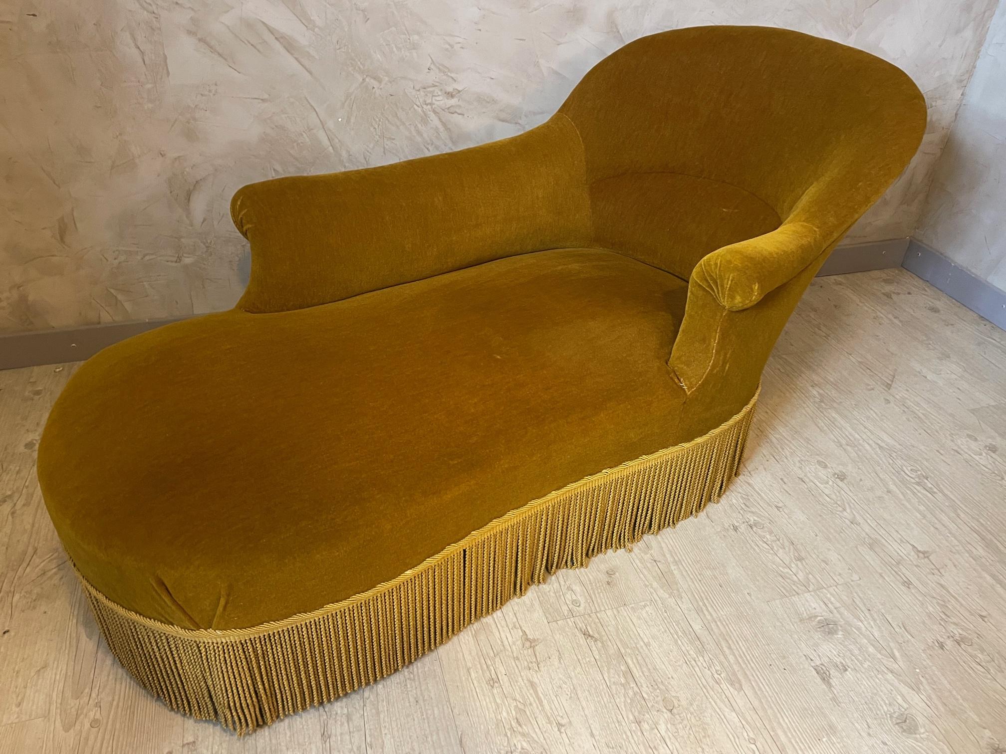 20th Century French Gold Velvet Crapaud Lounge Armchair, 1950s 1