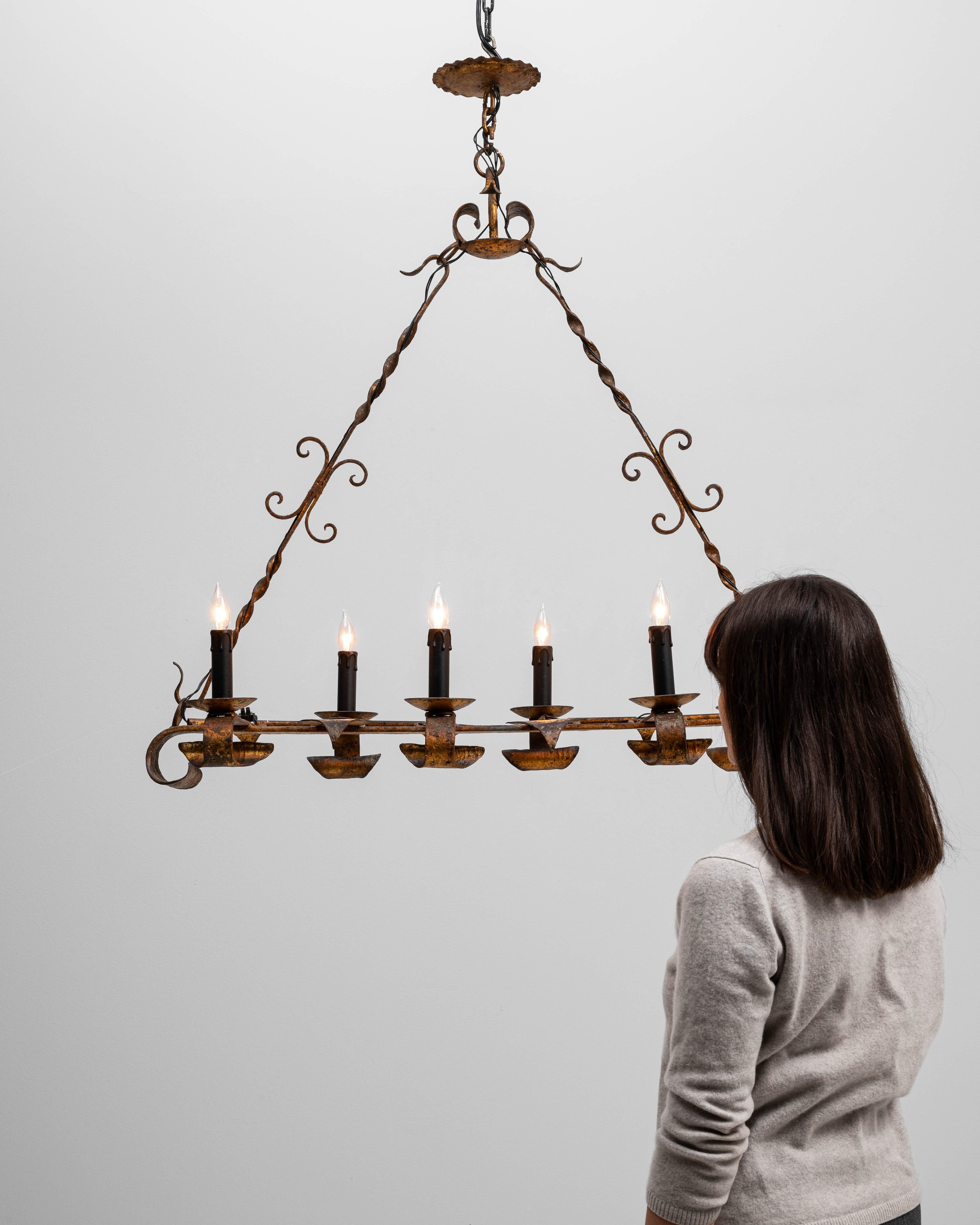 Lampadario a torcia in metallo del XX secolo in stile gotico-revival francese in vendita 3