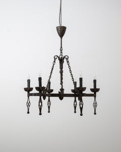 20th Century French Gothic Revival Wrought Iron Chandelier