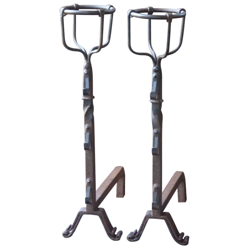 20th Century French Gothic Style Andirons or Firedogs
