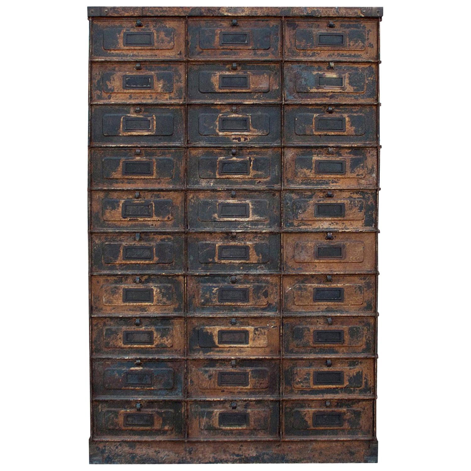 20th Century French Grand Strafor Metal Cabinet Case - Antique Room Décor