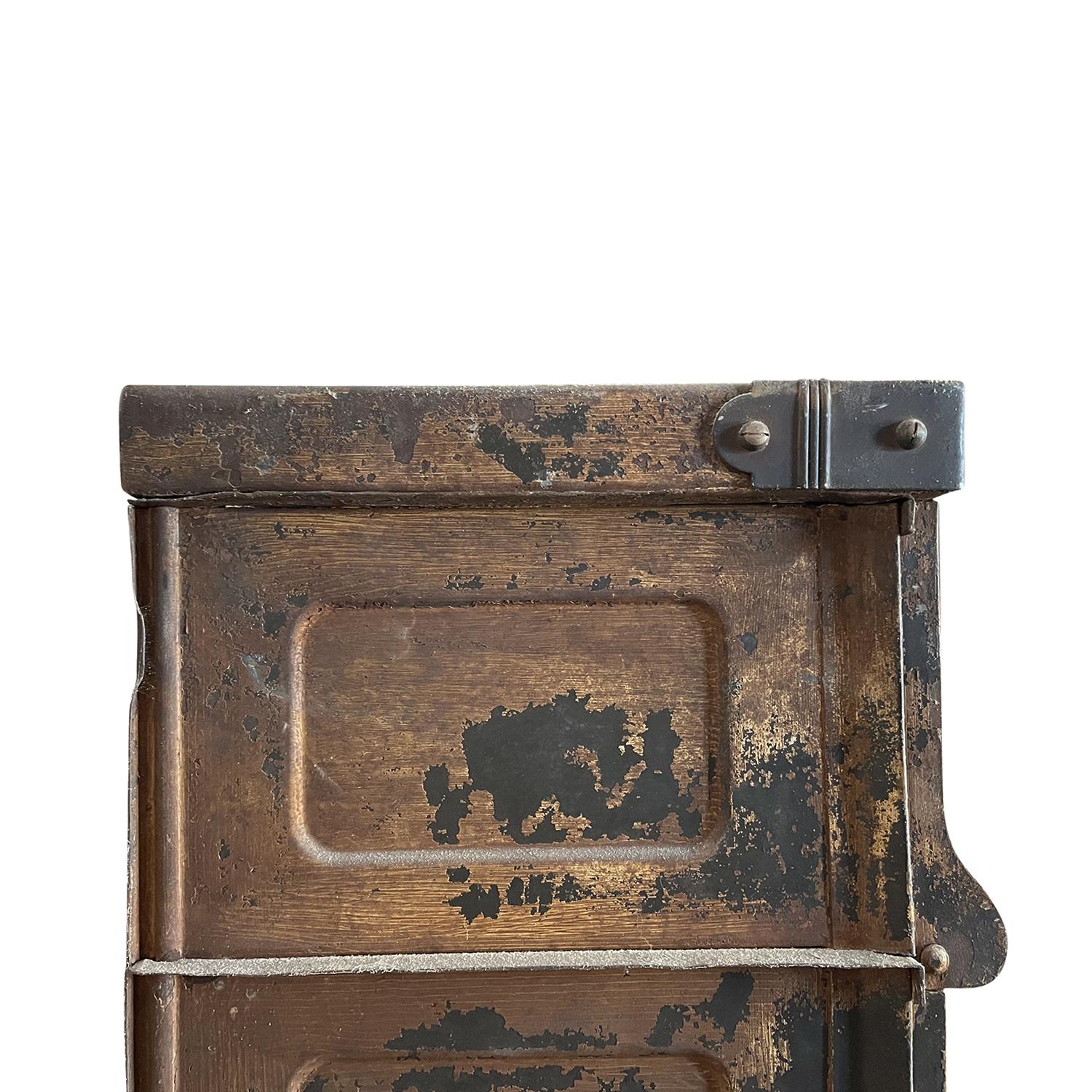 Hand-Crafted 20th Century French Grand Strafor Metal Cabinet Case - Antique Room Décor For Sale