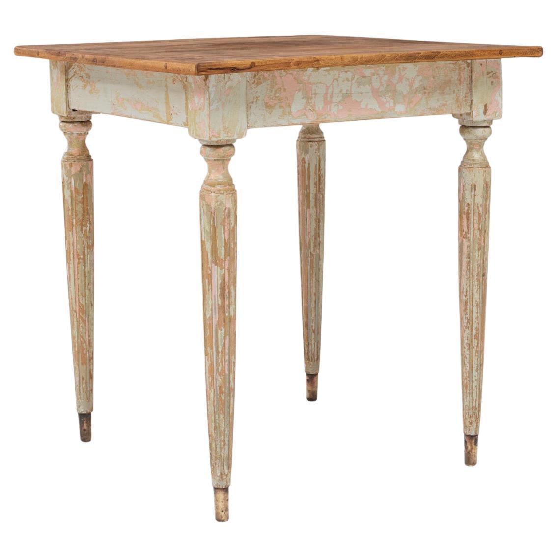 20th Century French Gustavian Wood Patinated Side Table